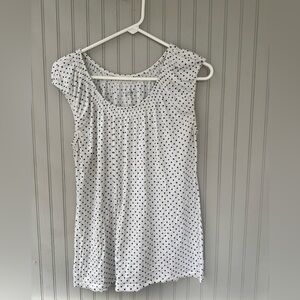 LOFT White and Black Polka Dot Top